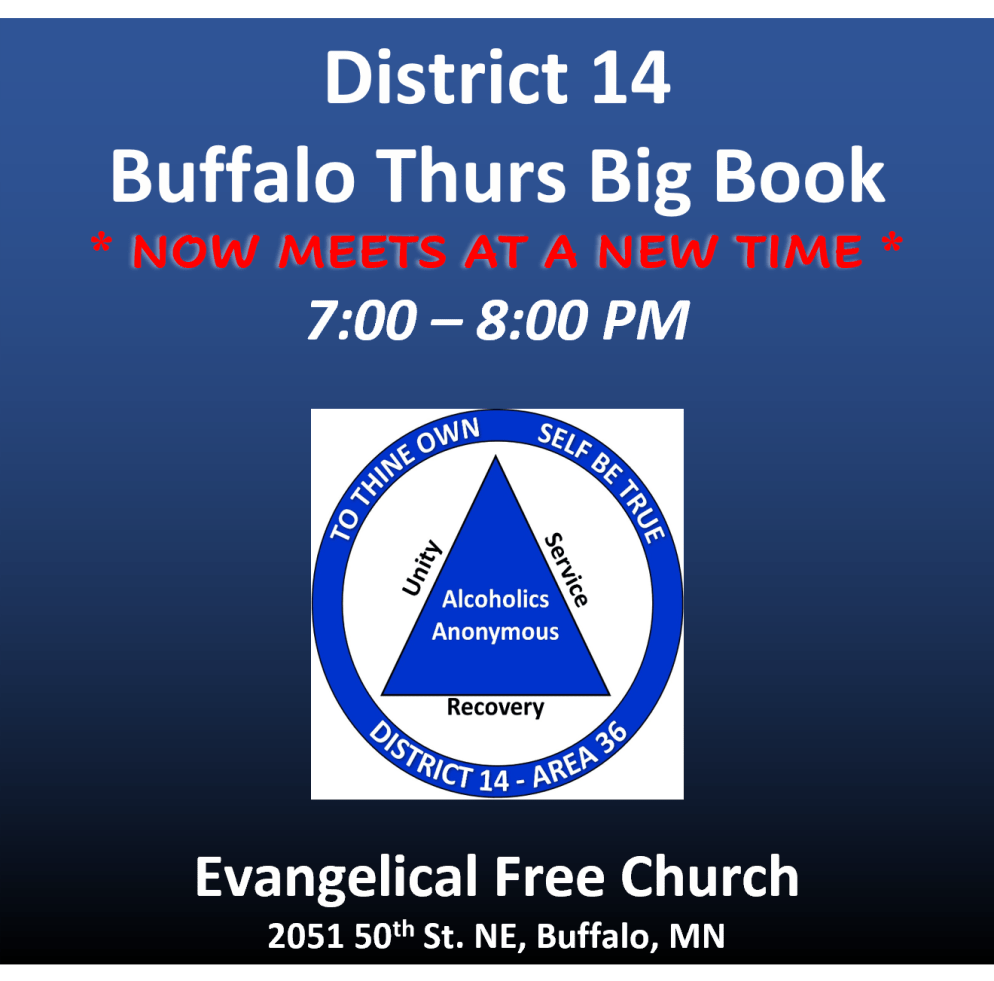 01/01/2026 – Thursday Buffalo Big Book, New Meeting&nbsp;Time!