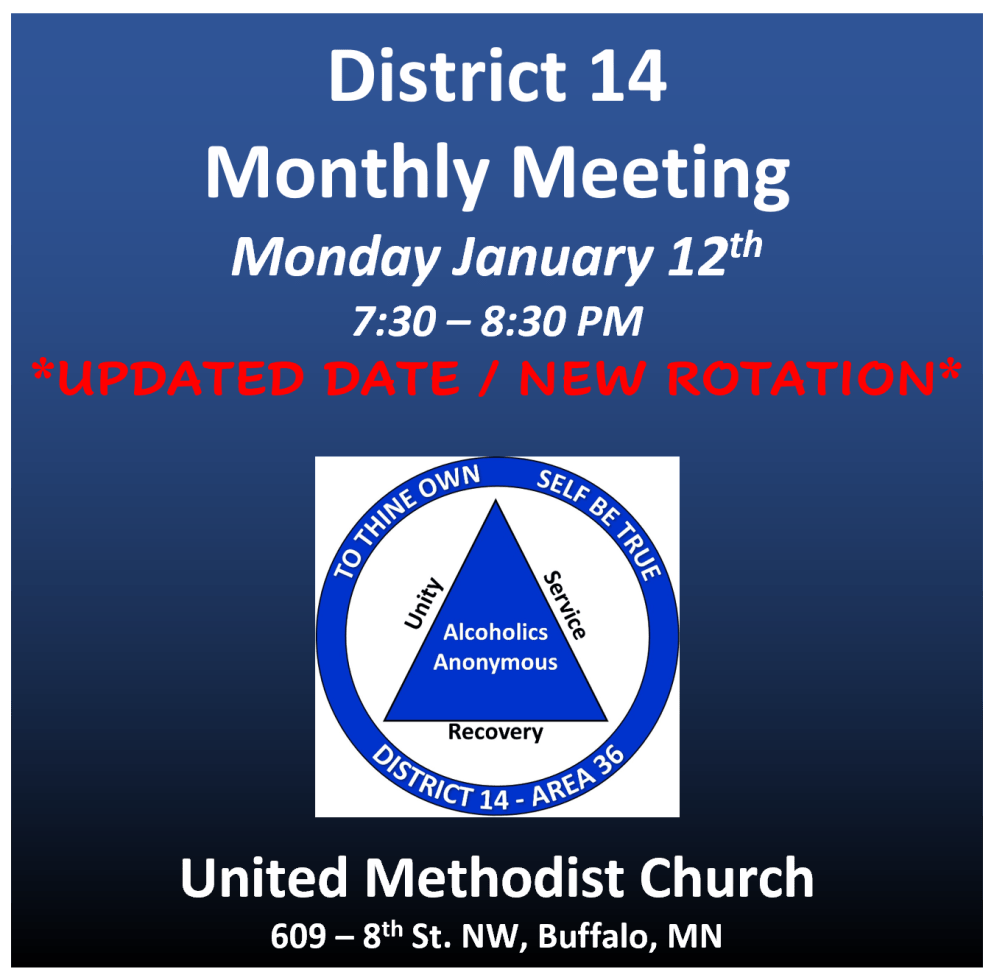 01/12/2026 – UPDATED DATE – District 14 Monthly Meeting – NEW ROTATION&nbsp;BEGINS!